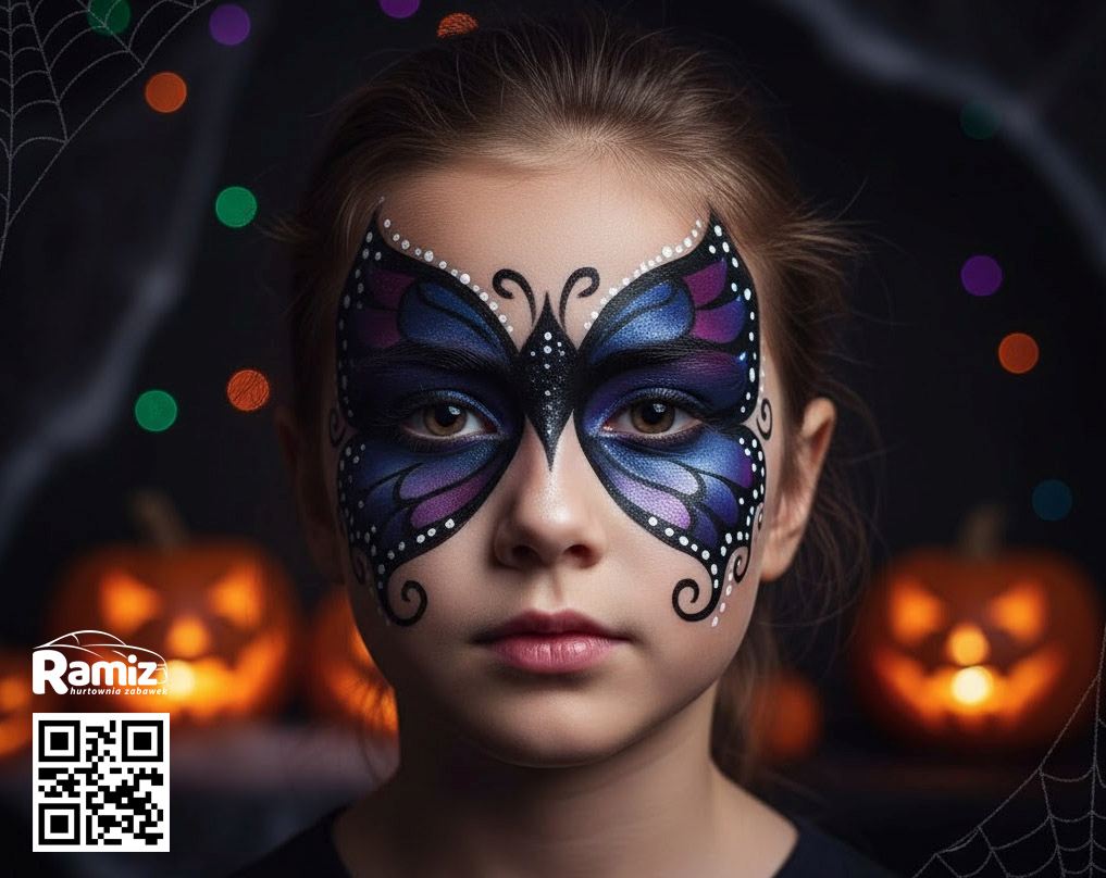 makijaz, przebranie motyl halloween jak malowac